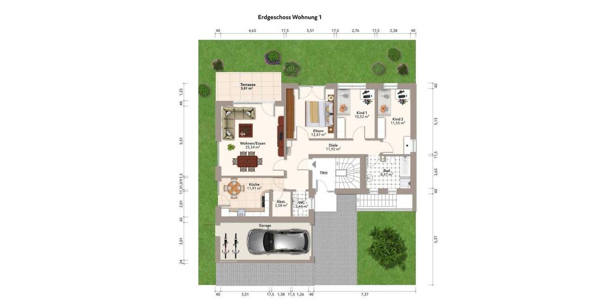 Terrassenwohnung Ahlen Innenstadt - 4 Zimmer, 108 m&sup2;, 305.000&euro; | Angebot:26806885