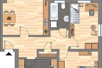 Wohnung Bergkamen - 3.5 Zimmer, 71 m&sup2;, 320&euro; | Angebot:26150052