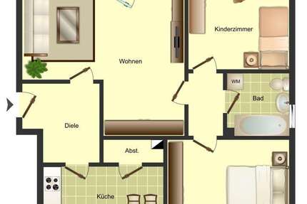 Wohnung Bergkamen - 3 Zimmer, 72 m&sup2;, 499&euro; | Angebot:26864970