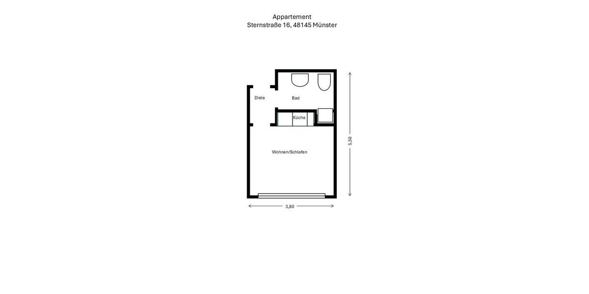 Etagenwohnung Münster Mitte-Nordost - 1 Zimmer, 20 m&sup2;, 140.000&euro; | Angebot:26803625