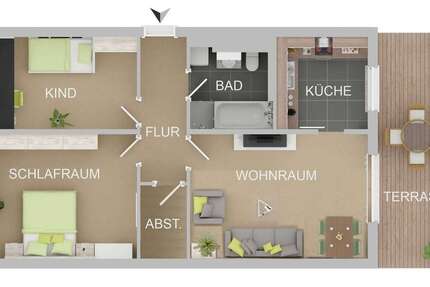 Wohnung Münster Erphoviertel - 3 Zimmer, 69 m&sup2;, 335.000&euro; | Angebot:26056306