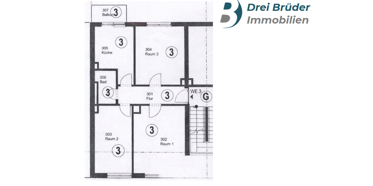 Etagenwohnung Münster Mitte-Süd - 3 Zimmer, 70 m&sup2;, 275.000&euro; | Angebot:24732579