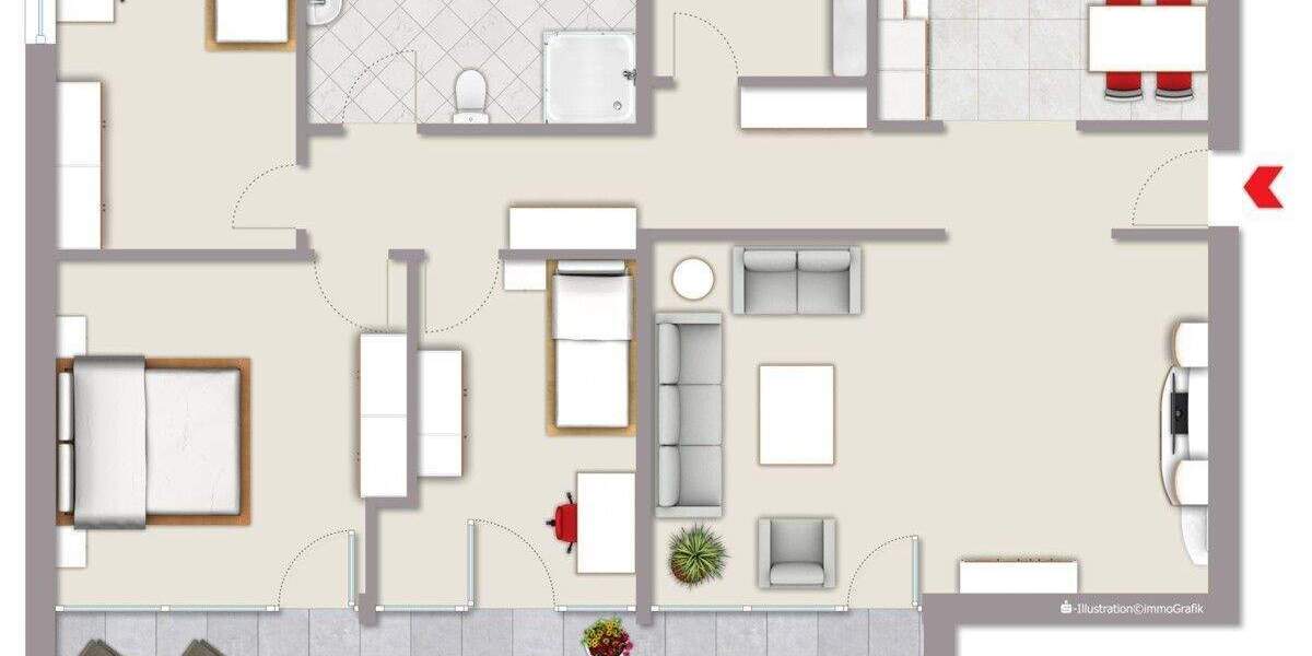Etagenwohnung Warendorf - 4 Zimmer, 123 m&sup2;, 295.000&euro; | Angebot:25705774