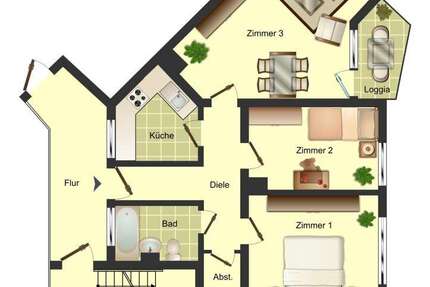Wohnung Unna - 3.5 Zimmer, 69 m&sup2;, 519&euro; | Angebot:26098424