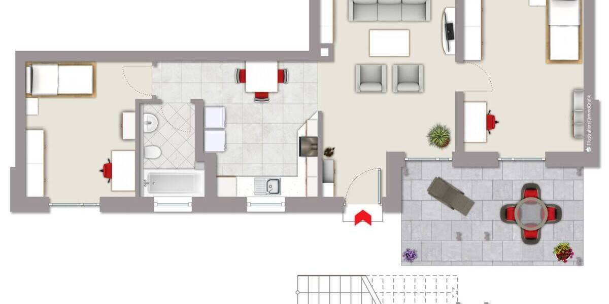 Etagenwohnung Münster Geist - 3 Zimmer, 77 m&sup2;, 359.000&euro; | Angebot:26161817