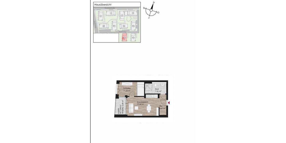 Etagenwohnung Münster Mitte-Süd - 2 Zimmer, 45 m&sup2;, 1.450&euro; | Angebot:25924187