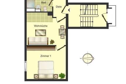 Wohnung Bergkamen Rünthe - 2 Zimmer, 33 m&sup2;, 319&euro; | Angebot:26150055