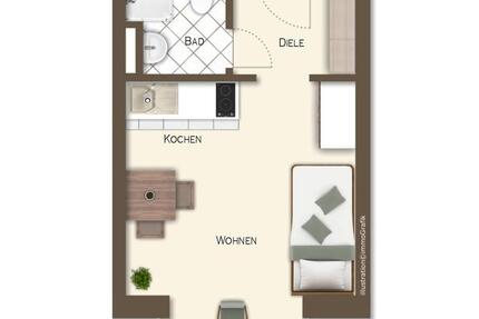 Wohnung Münster Gievenbeck - 1 Zimmer, 23 m&sup2;, 180.000&euro; | Angebot:26222339