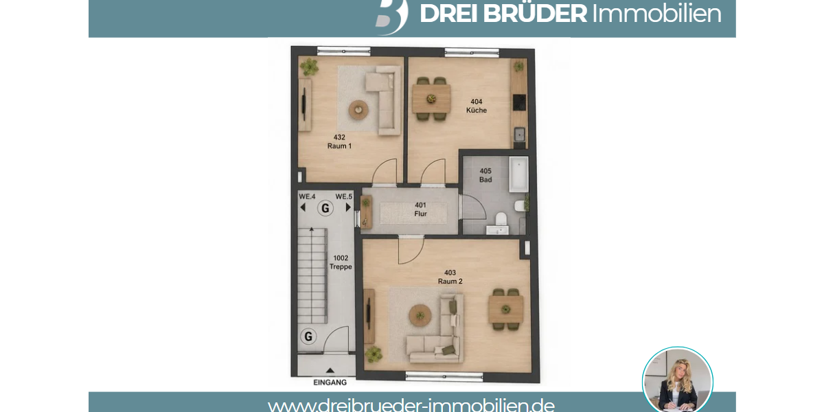 Etagenwohnung Münster Mitte-Süd - 2 Zimmer, 60 m&sup2;, 325.000&euro; | Angebot:24732582