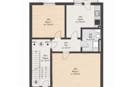 Wohnung Münster Mitte-Süd - 2 Zimmer, 60 m&sup2;, 249.000&euro; | Angebot:24732583