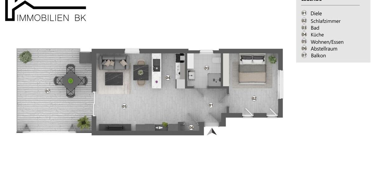 RESERVIERT - Sofort frei: Gepflegte 2-Zimmer-Erdgeschosswohnung mit großem Balkon & Tiefgaragenstellplatz - Erdgeschoßwohnung Bad Sassendorf | Angebot:25851708