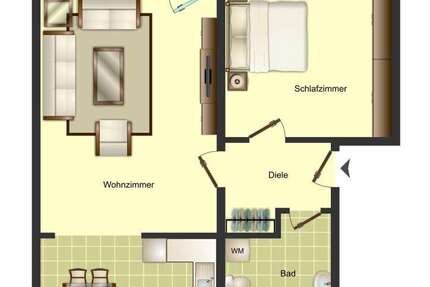 Wohnung Bergkamen Weddinghofen - 2 Zimmer, 52 m&sup2;, 419&euro; | Angebot:26845084