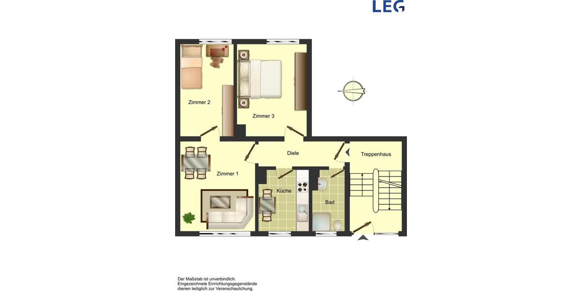 Etagenwohnung Bergkamen - 3 Zimmer, 52 m&sup2;, 419&euro; | Angebot:24690063