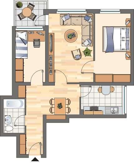 Etagenwohnung Kamen Methler - 3 Zimmer, 74 m&sup2;, 569&euro; | Angebot:27352427